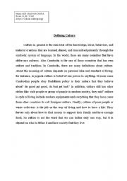 English Worksheet: Define Culture