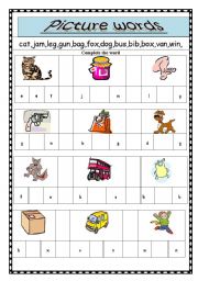 English Worksheet: Picture words (two pages)