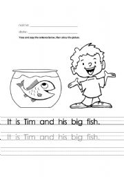 English worksheet: Picture and sentence for phonics: short i sound
