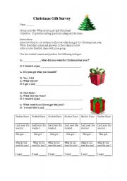 English worksheet: Christmas Gift Survey