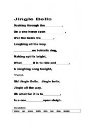 English Worksheet: Jingle Bells Cloze Listening Activity