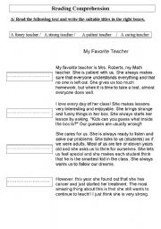 English Worksheet: My favorite teacher