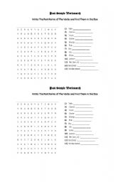 English worksheet: Past Simple Wordsearch