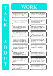 English Worksheet: Work - 18 conversation cards (editable)