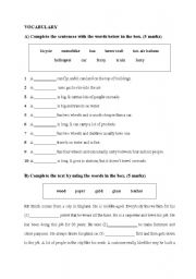 English worksheet: vocabulary