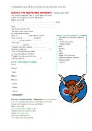 English Worksheet: Rudolf the Red Nose Reindeer 