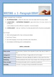 English Worksheet: WRITING A 3-PARAGRAPH ESSAY 