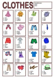 English Worksheet: CLOTHES