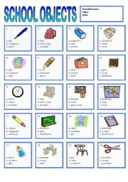 English Worksheet: SCHOOL OBJECTS