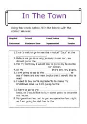 English worksheet: In the Town