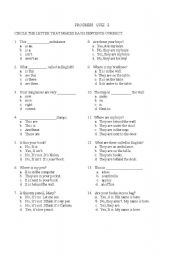 English worksheet: PROGRESS QUIZ 2