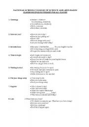English worksheet:  Class room phrases