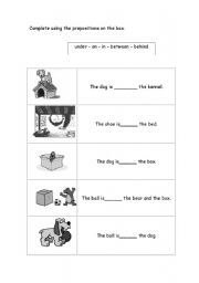 English worksheet: prepositions-elementary level