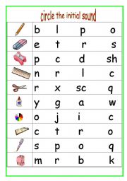 English Worksheet: choose the initial sound