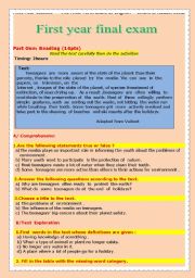 English Worksheet: Lets  make our teanagers aware about our planets problems ( final exam)