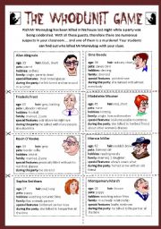 English Worksheet: The Whodunit Game  - Part 1 - Role play and conversation practice