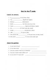 English worksheet: Quiz -present simple