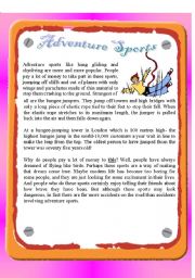 English Worksheet: Reading - Adventure Sports