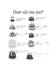 English Worksheet: How Old Are You?