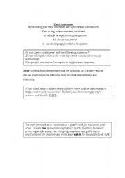 English worksheet: THESIS STATEMENTS