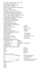 English worksheet: grammar and vocabulary