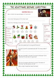 English Worksheet: the nightmare before christmas (chapter 2)