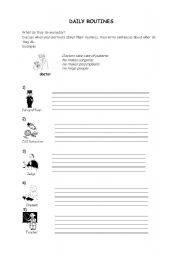 English worksheet: Jobs and routines