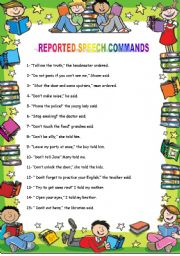 English Worksheet: Reported Speech Commands