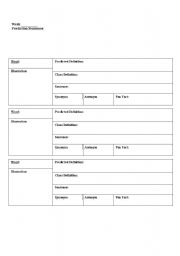 English Worksheet: 3 Word Vocab Chart