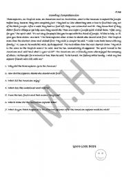 English Worksheet: Reading Comprehension