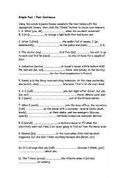 English Worksheet: simple past and past progressive exercises