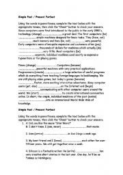 English Worksheet: simple past and present perfect