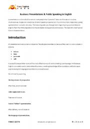 English Worksheet: Business Presentations & Public Speaking in English