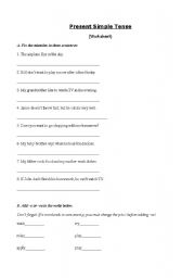 English worksheet: present simple