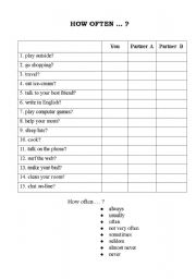 English worksheet: Routine actions