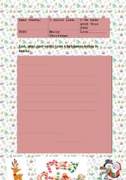 English worksheet: Christmas letter to Santa