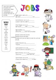 English Worksheet: jobs song - fill in the blanks activity