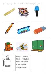 English worksheet: classroom objects