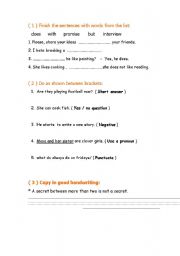 English worksheet: work sheet