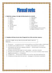 English Worksheet: phrasal verbs