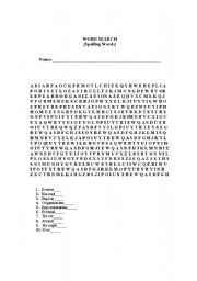 English worksheet: Vocabulary Word Search