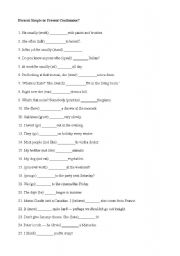 English Worksheet: Present Simple or Present Continuous gap filling