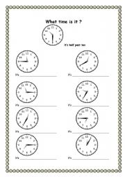 English Worksheet: What time is it? upper elementary / intermediate