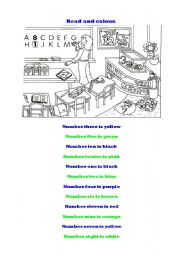 English Worksheet: Numbers and colours