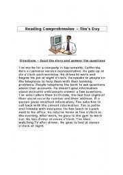 English Worksheet: Reading Comprehension Exercise with Answer Sheet - 