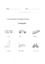 English worksheet: transport