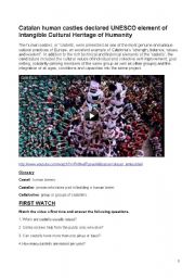 Video Comprehension. Interesting facts, Human Castles