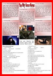 English Worksheet: Top Fifity Horror Movies (09/10) ***editable