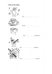 English worksheet: What are they doing? 