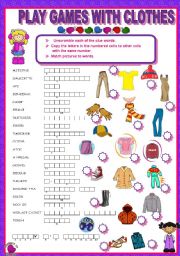 English Worksheet: PLAY GAMES WITH CLOTHES
